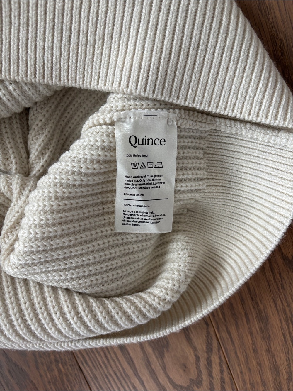 NWT Quince Australian Merino Wool Cream Half-Zip Sweater Size M - Picture 6 of 6